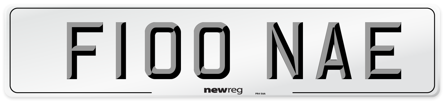 F100 NAE Number Plate from New Reg